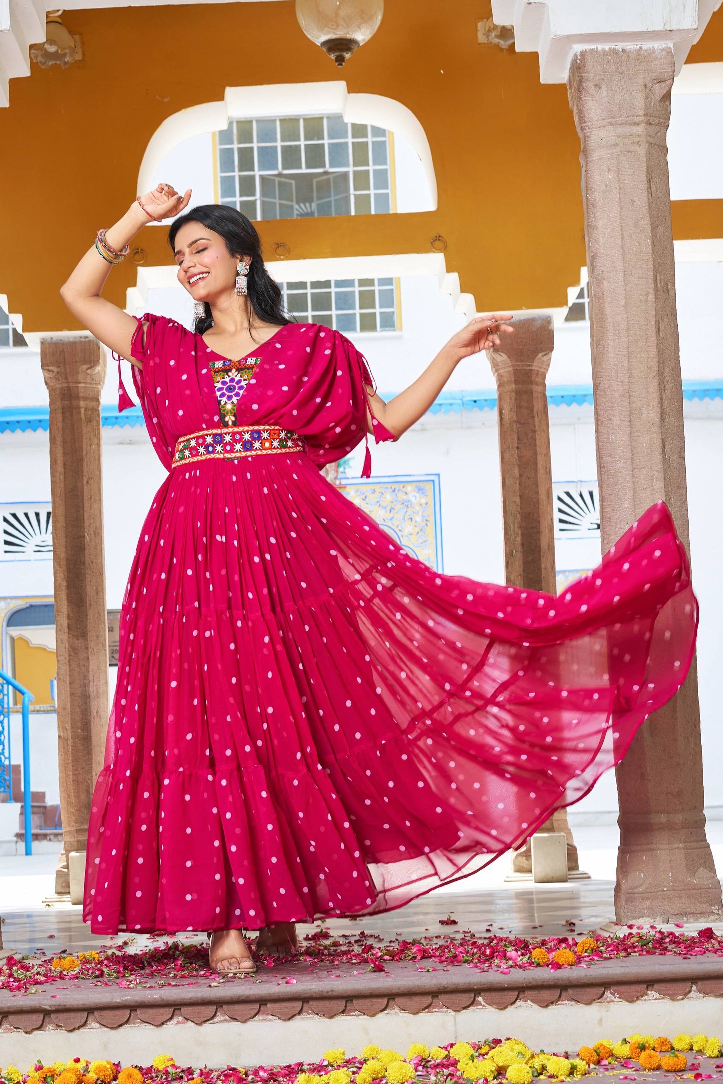 Navratri Special Gamathi Work Gown – 9 Meter Flair