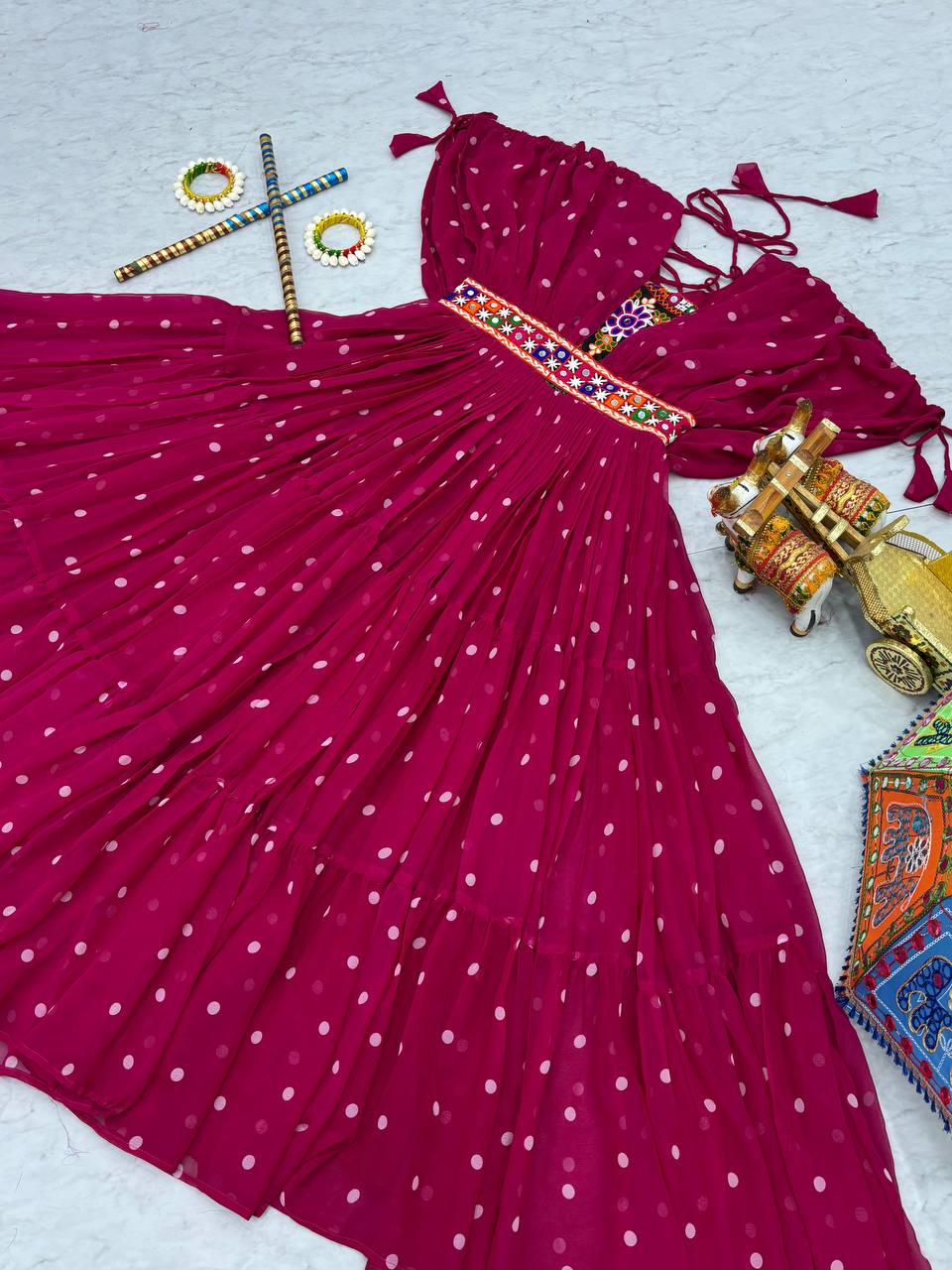 Navratri Special Gamathi Work Gown – 9 Meter Flair