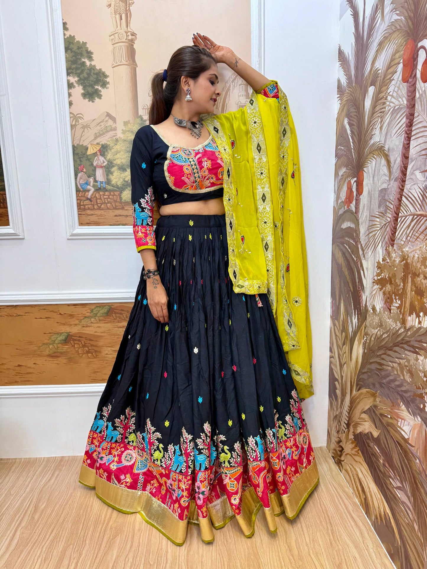 Navratri Premium Embroidered Lehenga Set with Dupatta – Real Modeling Edition