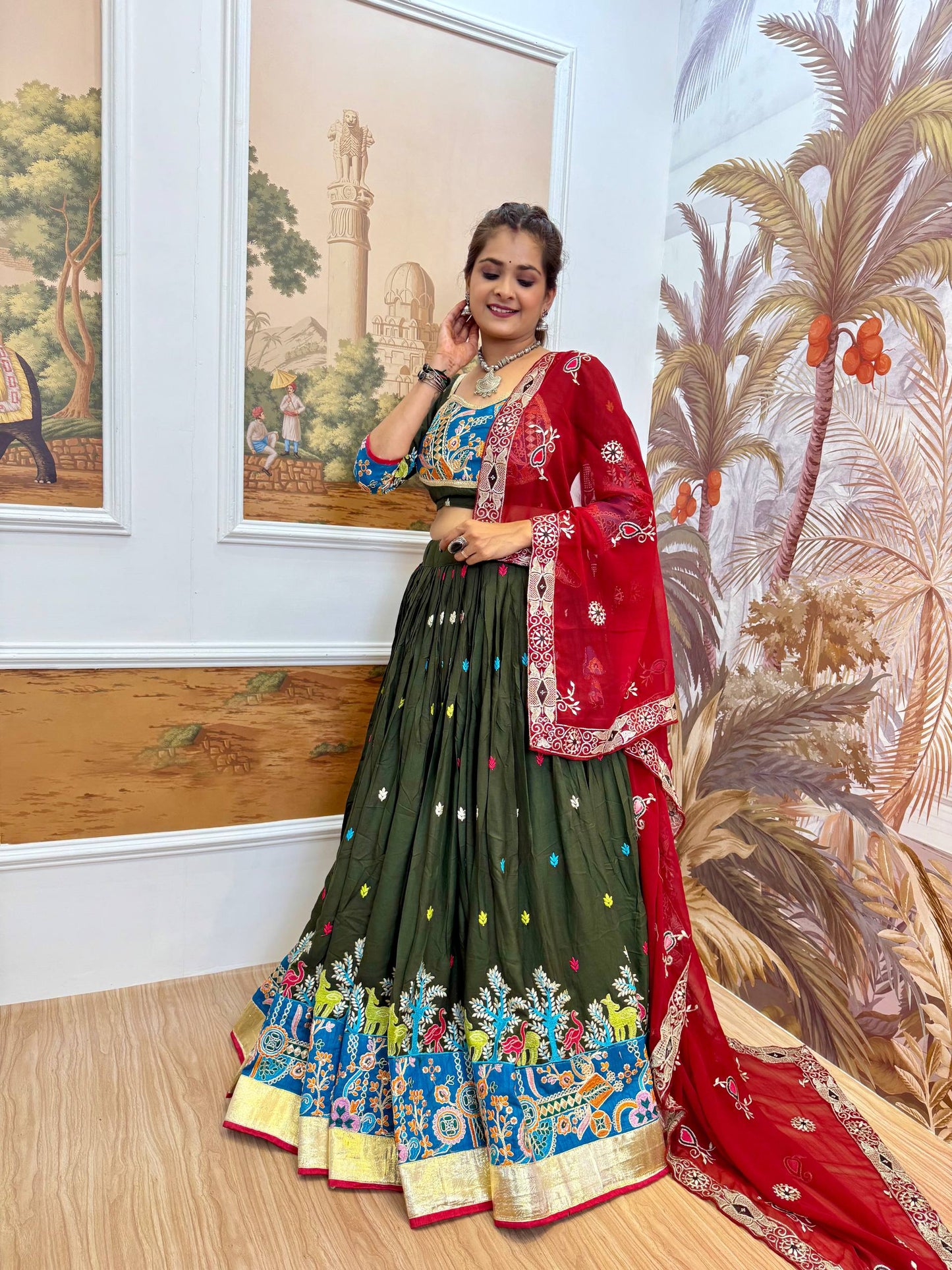 Navratri Premium Embroidered Lehenga Set with Dupatta – Real Modeling Edition