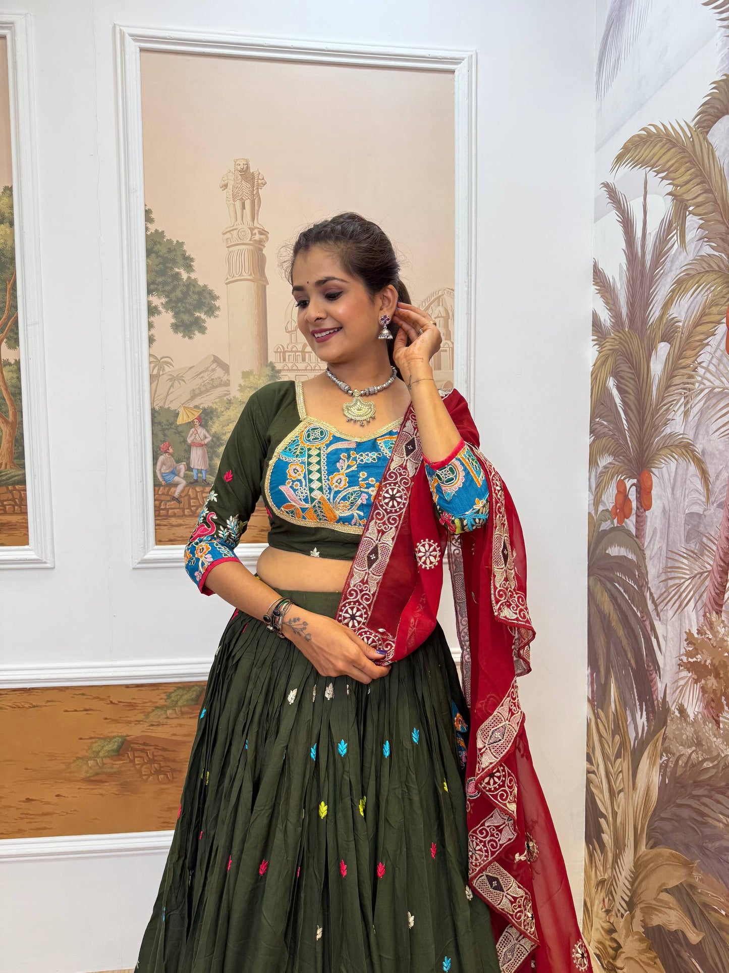 Navratri Premium Embroidered Lehenga Set with Dupatta – Real Modeling Edition