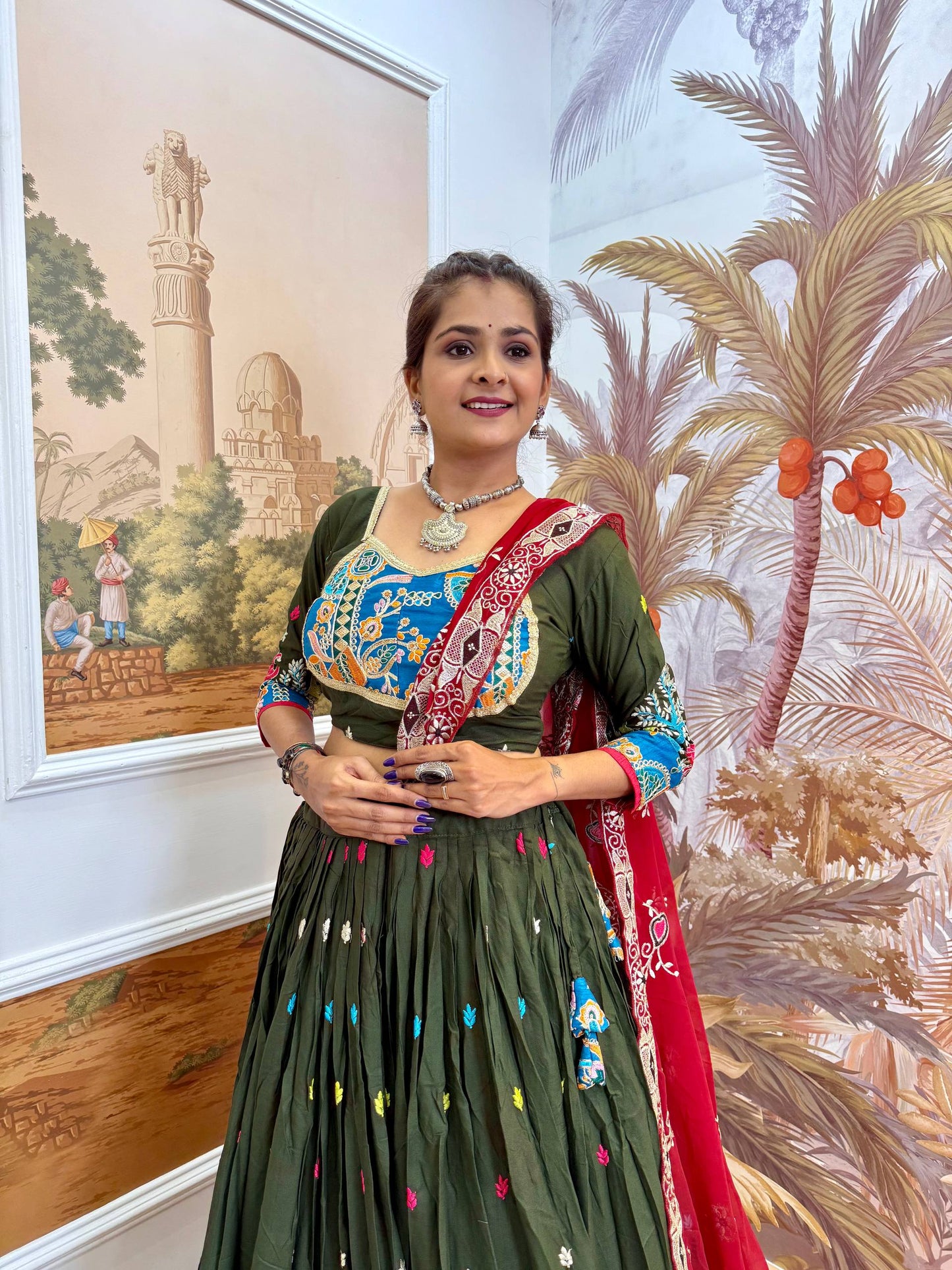 Navratri Premium Embroidered Lehenga Set with Dupatta – Real Modeling Edition