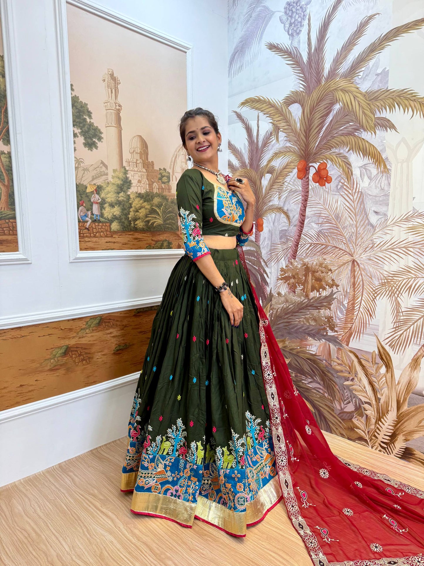 Navratri Premium Embroidered Lehenga Set with Dupatta – Real Modeling Edition