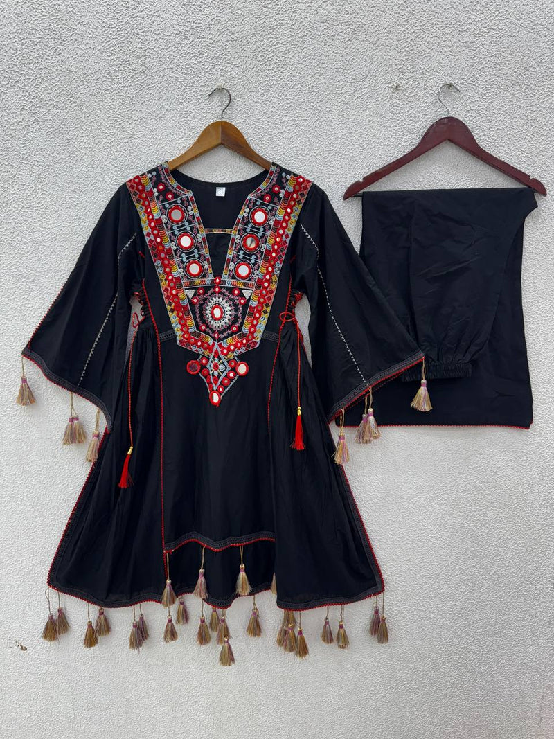 Premium Khadi Cotton Co-ord Set with Embroidery & Mirror Work
