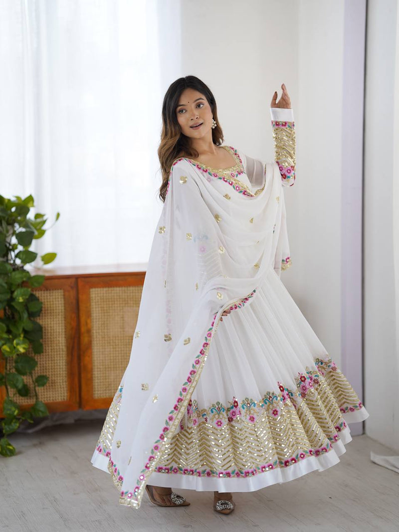 Heavy Georgette Embroidered Party Wear Gown with Dupatta