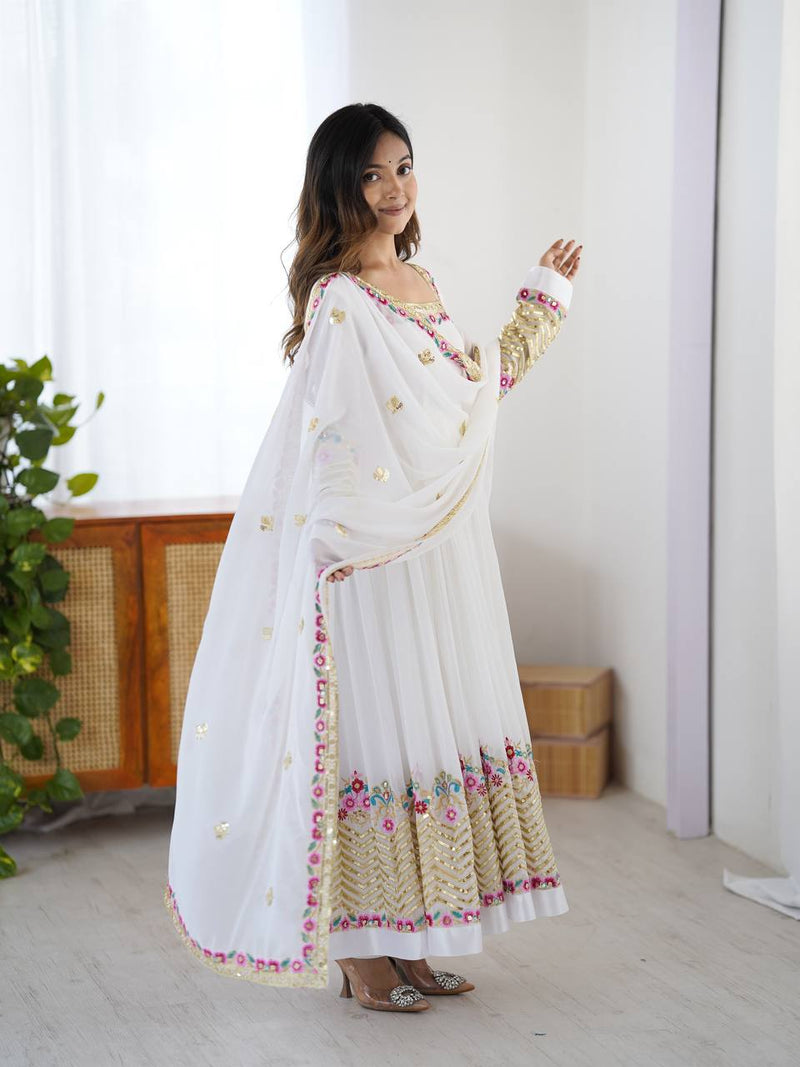 Heavy Georgette Embroidered Party Wear Gown with Dupatta