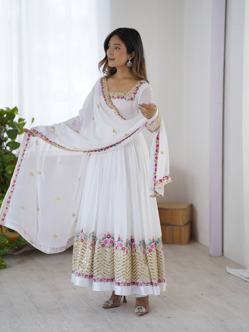 Heavy Georgette Embroidered Party Wear Gown with Dupatta