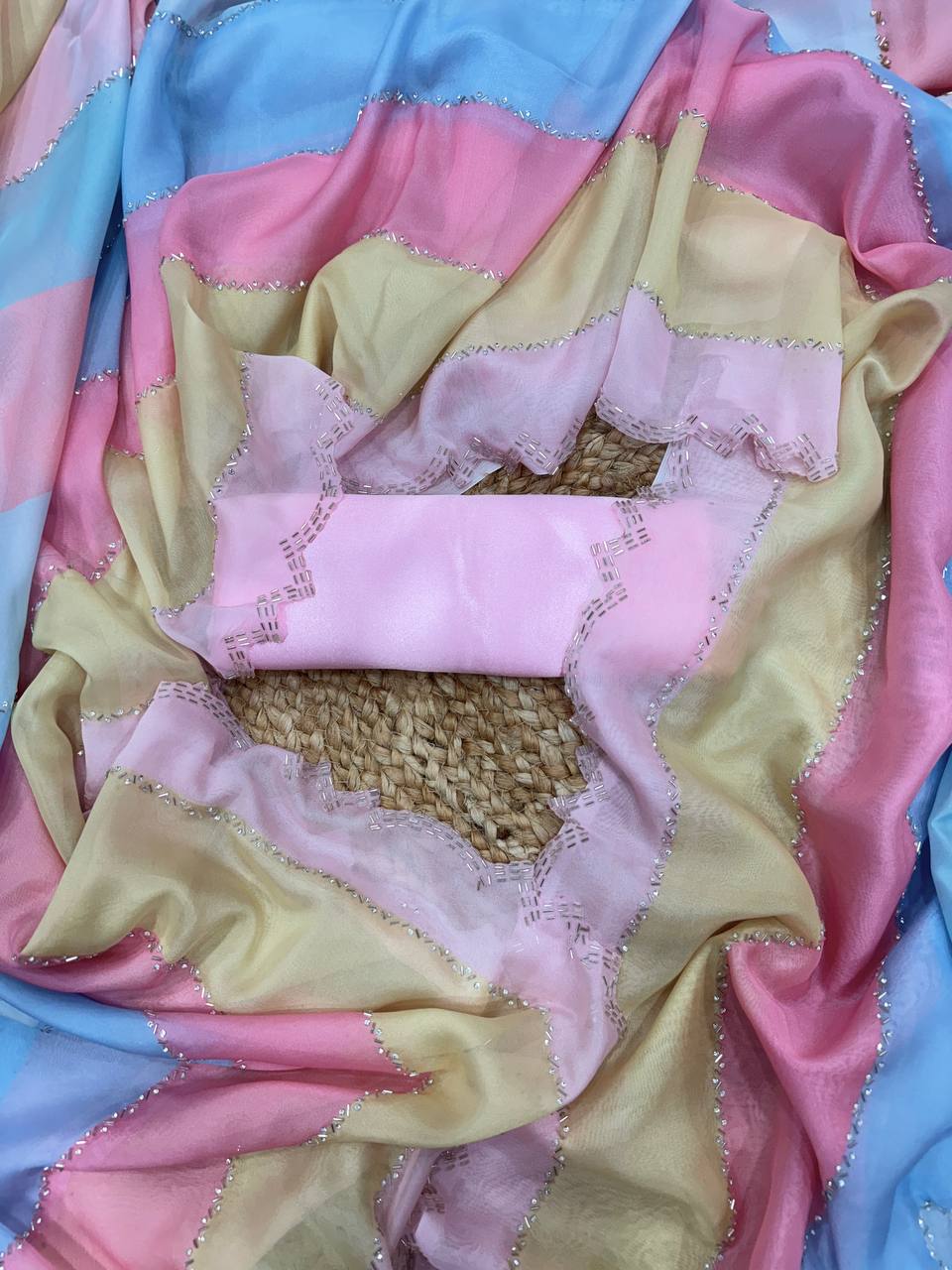 Jarkhan Diamond Saree in Soft Tebby Silk