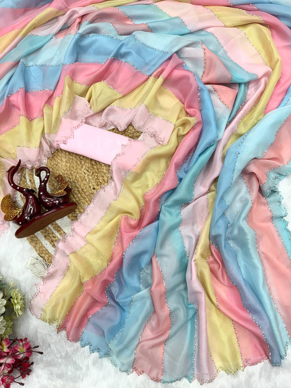 Jarkhan Diamond Saree in Soft Tebby Silk