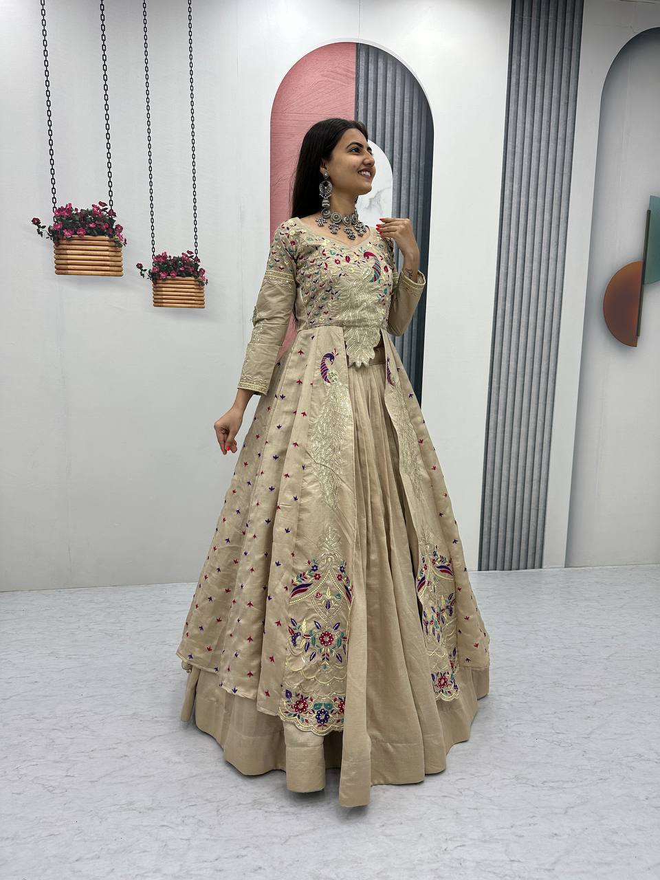Festival Special Crop Top with Shrug & Lehenga Set