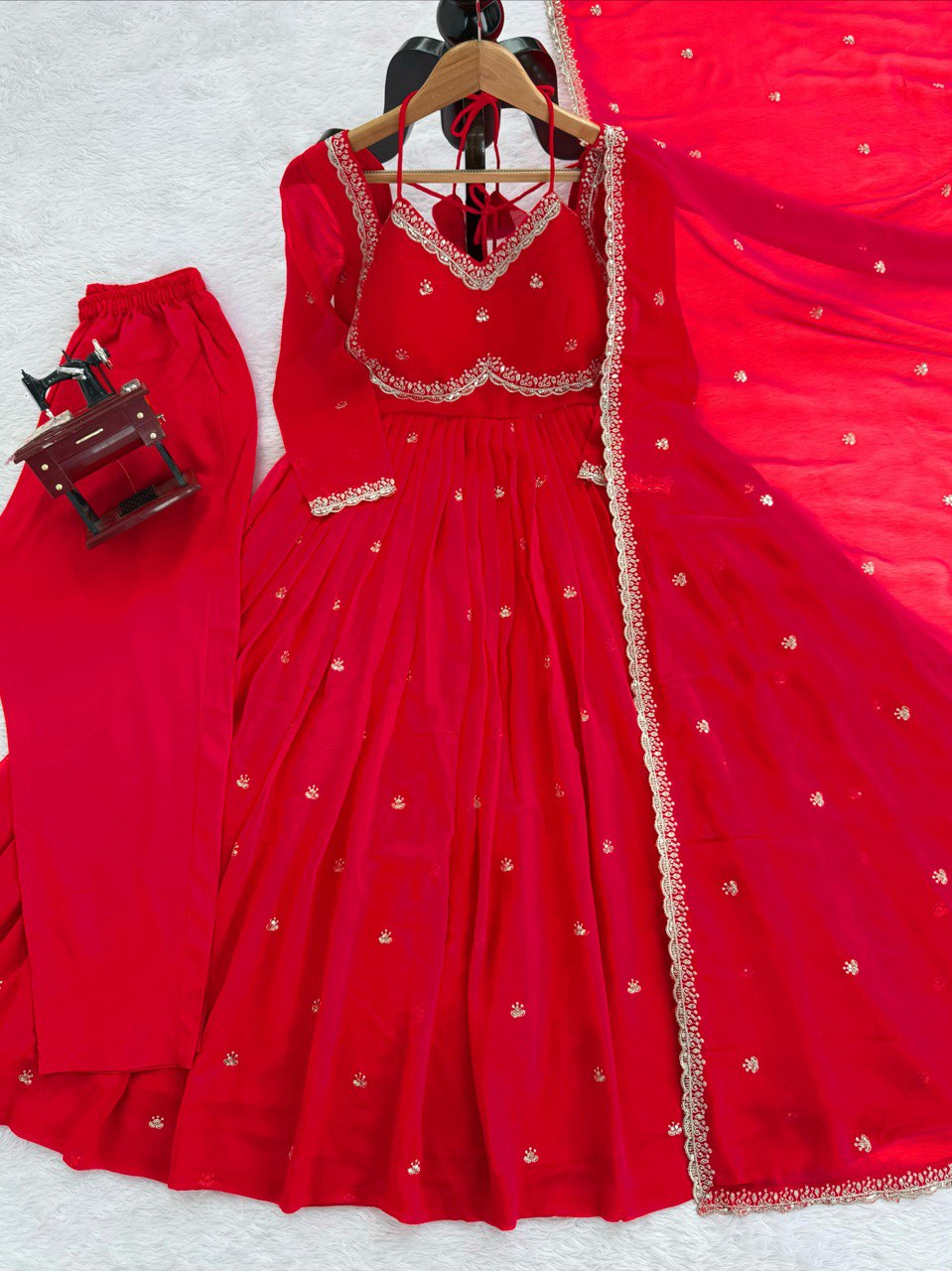 Designer Georgette Gown Set with Sequence Work & Dupatta