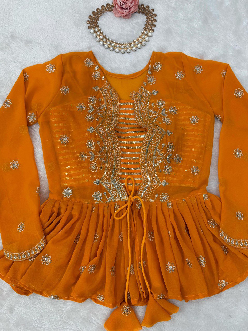 Digital Print Georgette Lehenga with Koti, Choli & Dupatta