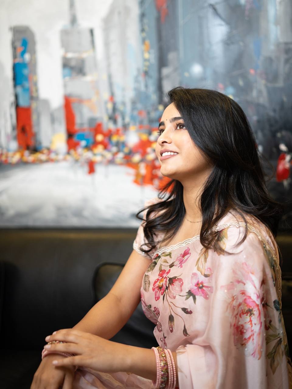 Soft Tebby Silk Floral Print Saree with Beads & Katdana Handwork Blouse