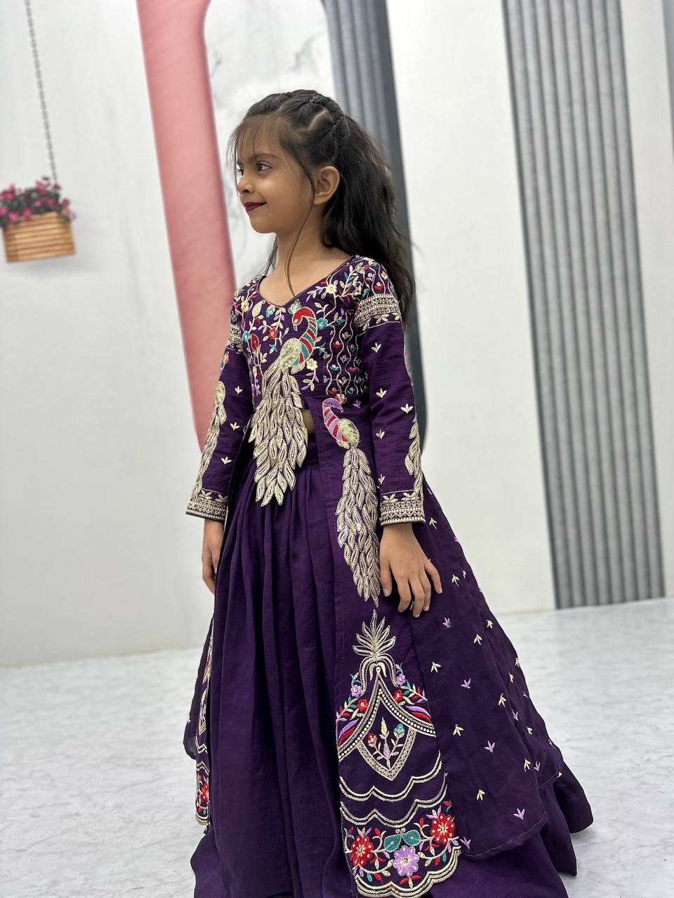 Pure Vichitra Top & Lehenga Set with Heavy Thread & Sequence Work