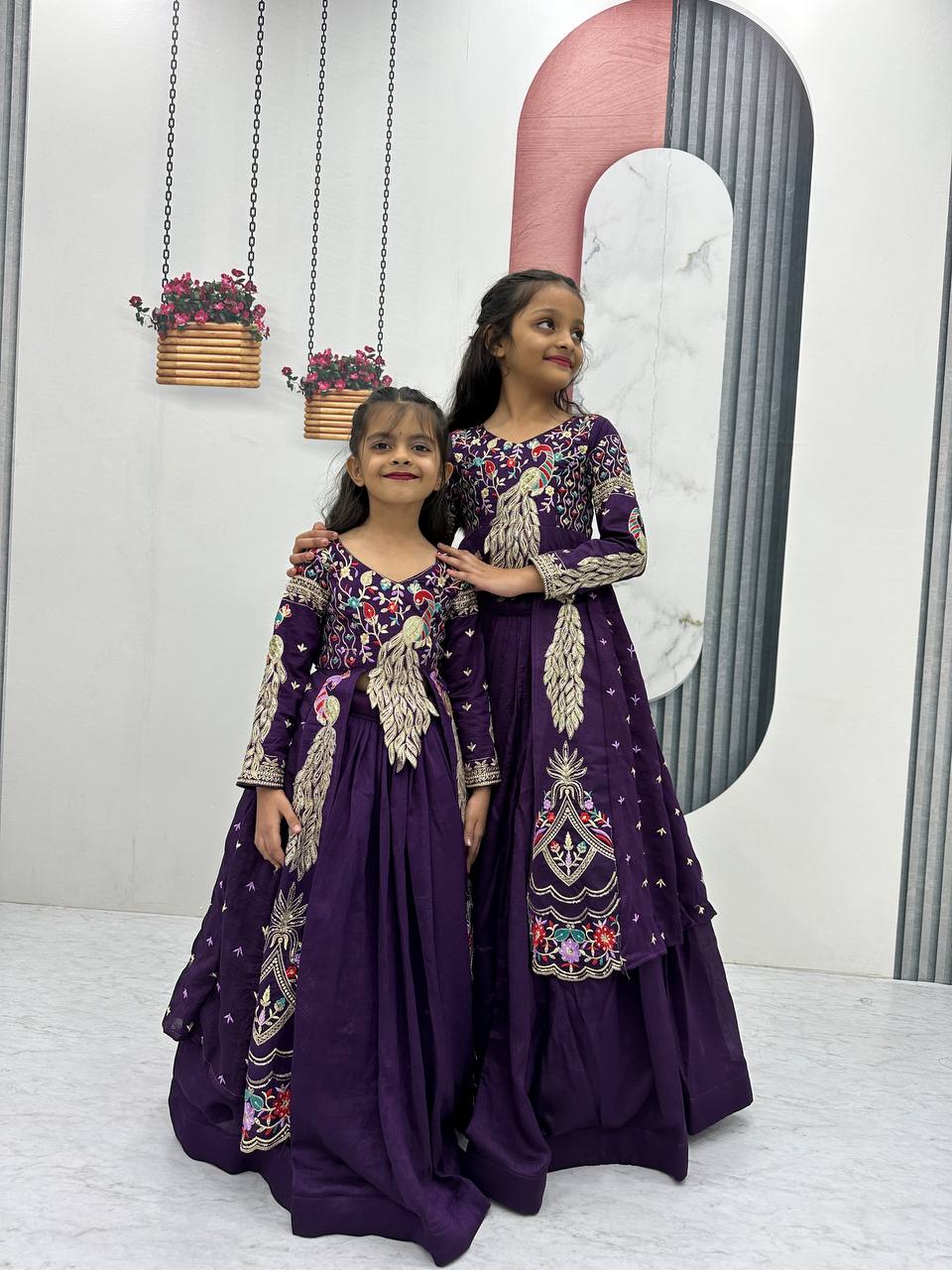 Pure Vichitra Top & Lehenga Set with Heavy Thread & Sequence Work