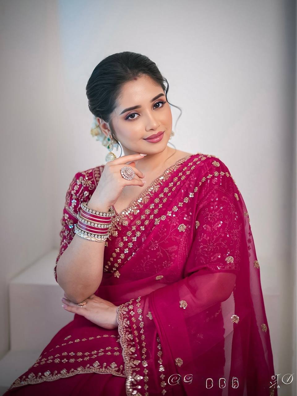 Soft Space Silk Designer Saree with Zari & Sequence Embroidery and Full Stitched Blouse