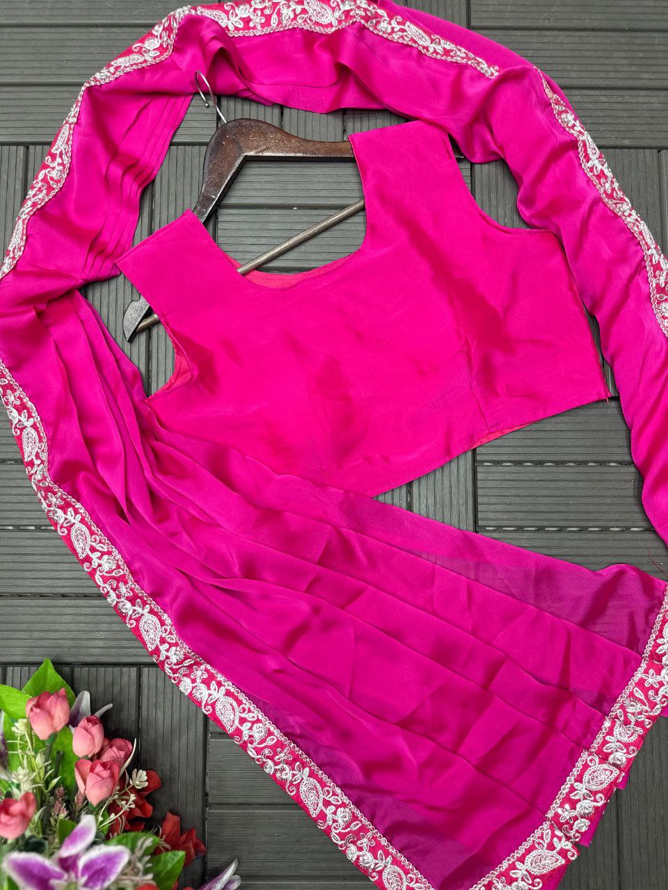 Ready-to-Wear Rangoli Saree with Embroidered Full Koti Jacket