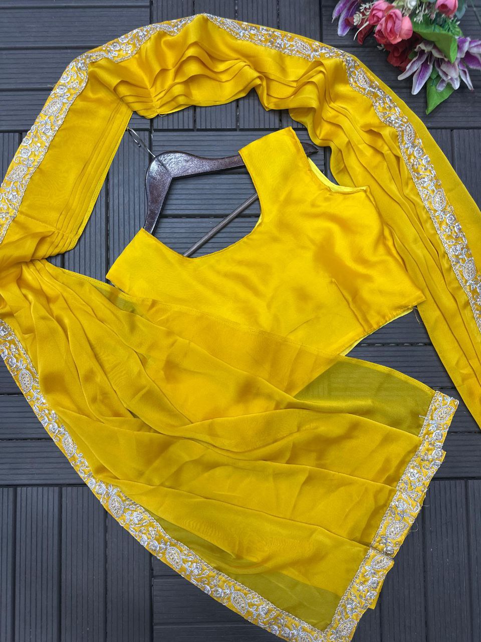 Ready-to-Wear Rangoli Saree with Embroidered Full Koti Jacket