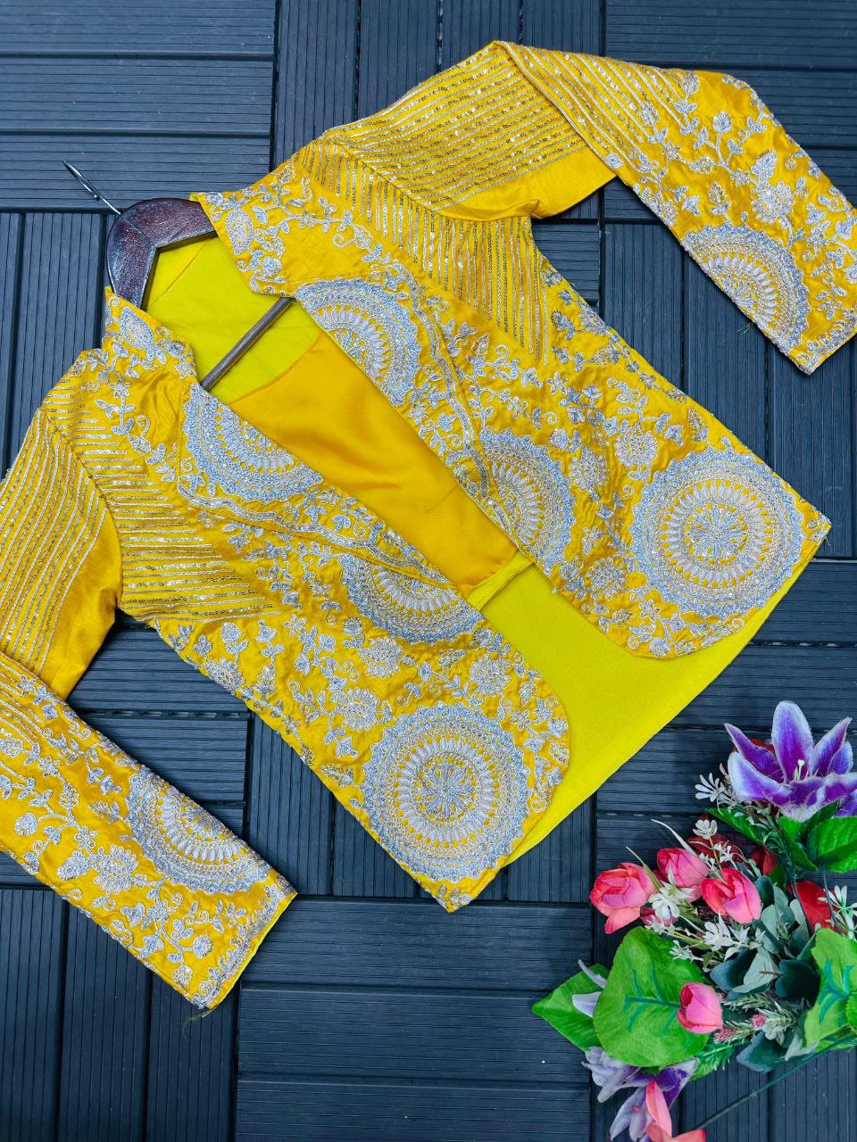 Ready-to-Wear Rangoli Saree with Embroidered Full Koti Jacket