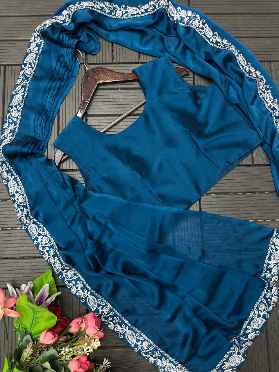 Ready-to-Wear Rangoli Saree with Embroidered Full Koti Jacket