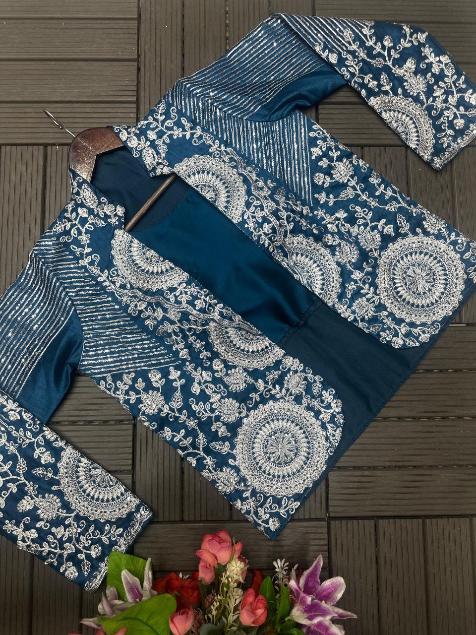 Ready-to-Wear Rangoli Saree with Embroidered Full Koti Jacket