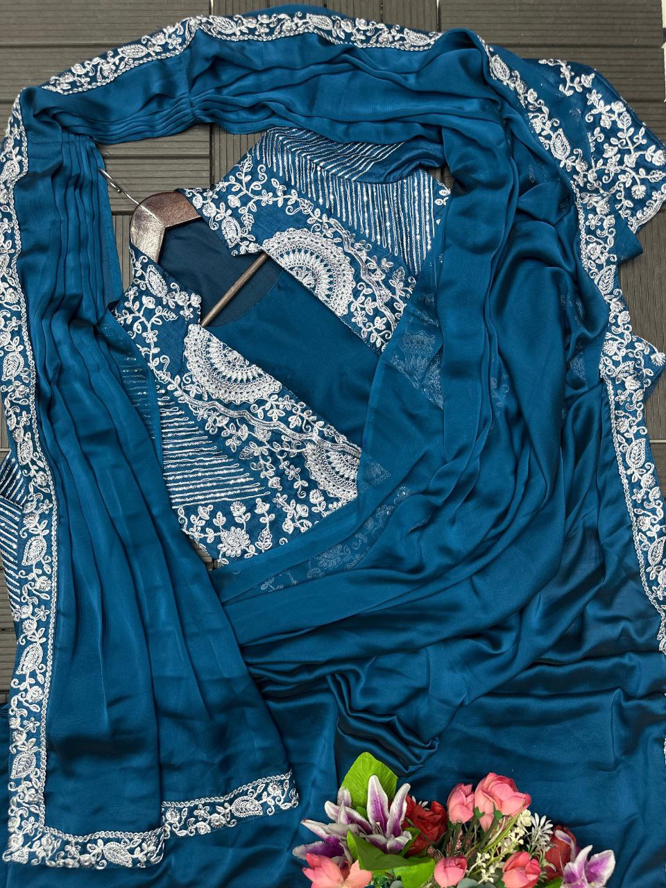 Ready-to-Wear Rangoli Saree with Embroidered Full Koti Jacket