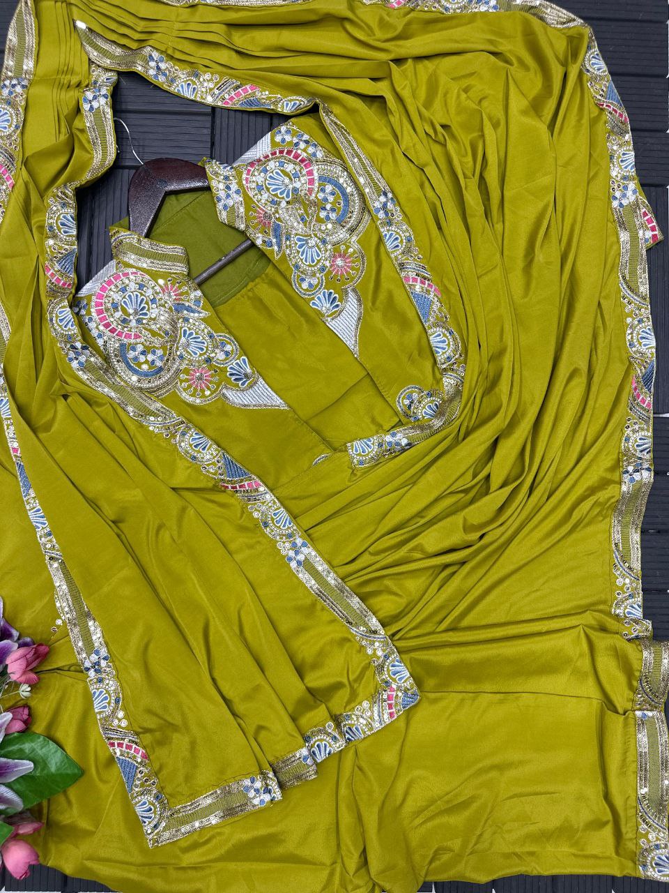 Trending Ready-to-Wear Embroidered Saree with Full Koti Jacket