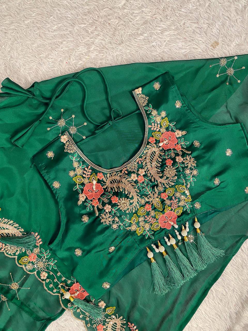 Party & Wedding Special Indo-Western Shrug, Dhoti & Blouse Set