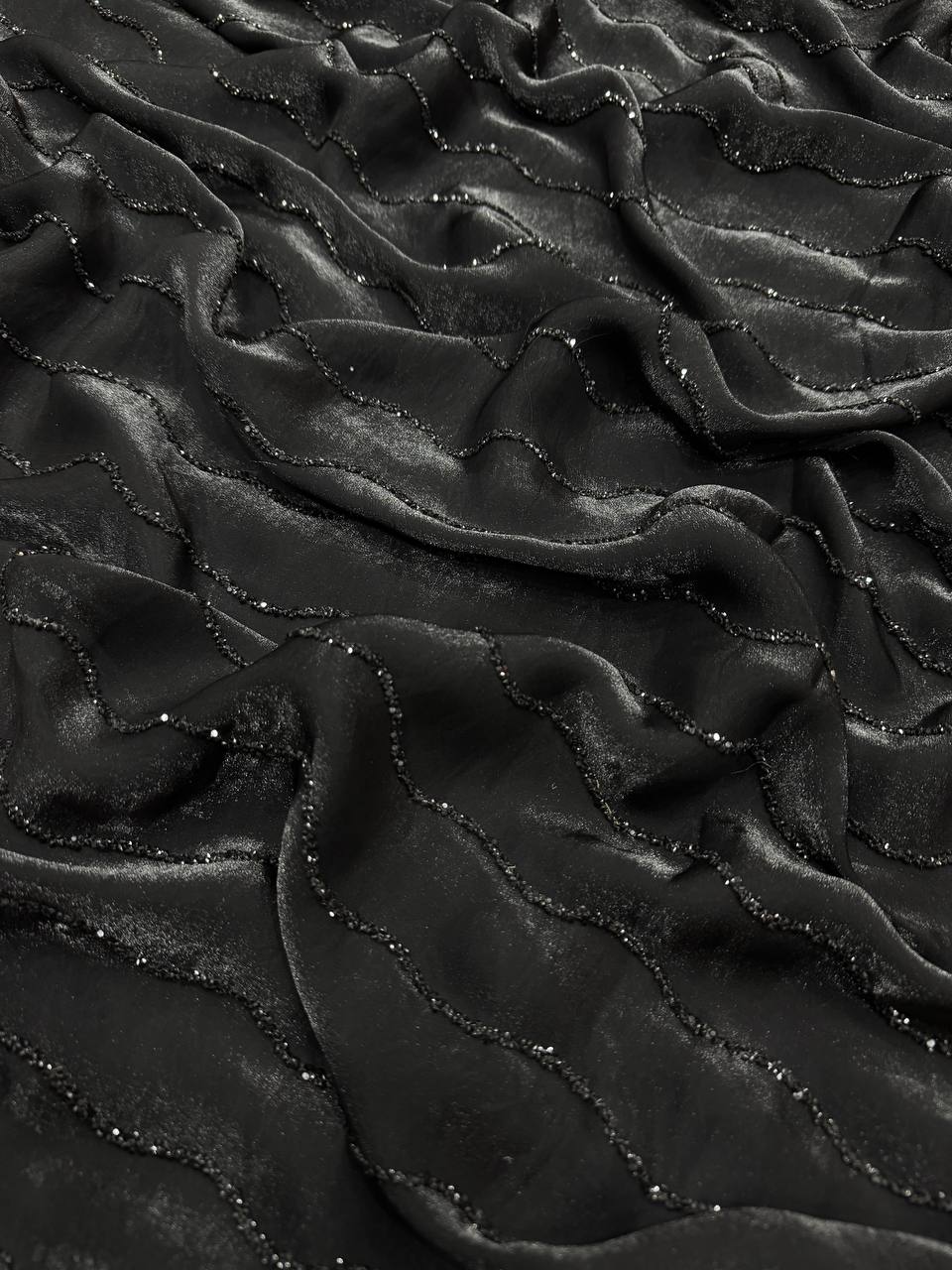 Black Space Silk Saree with Diamond Work – Designer Party Wear Wedding Saree with Diamond Blouse