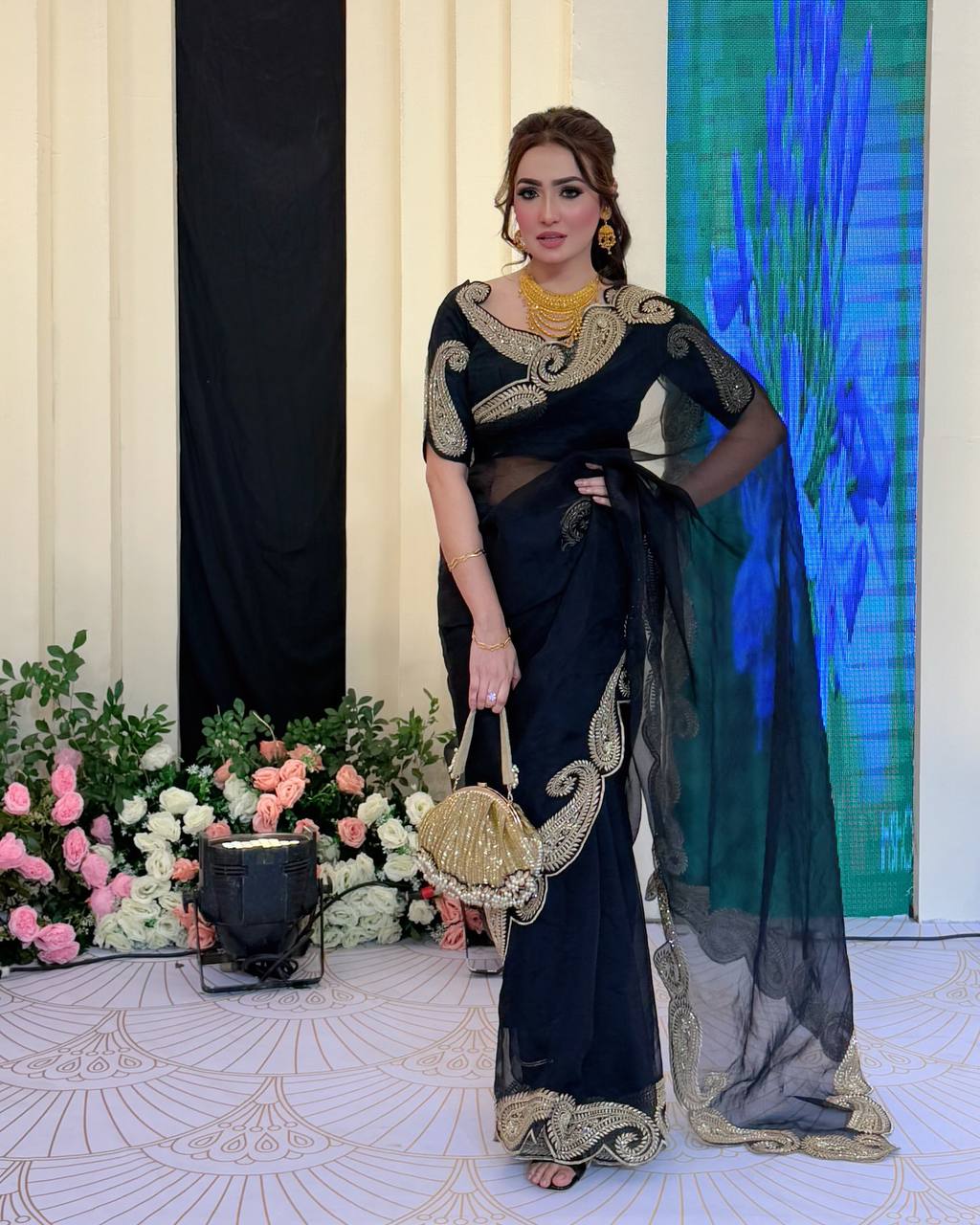 Soft Rangoli Silk Zari & Sequence Embroidery Saree with Banglori Blouse – Wedding, Party & Festive Wear Designer Saree