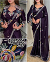 Super Trending Ready to Wear Party Saree with Embroidered Jacket Koti, Heavy Japan Satin