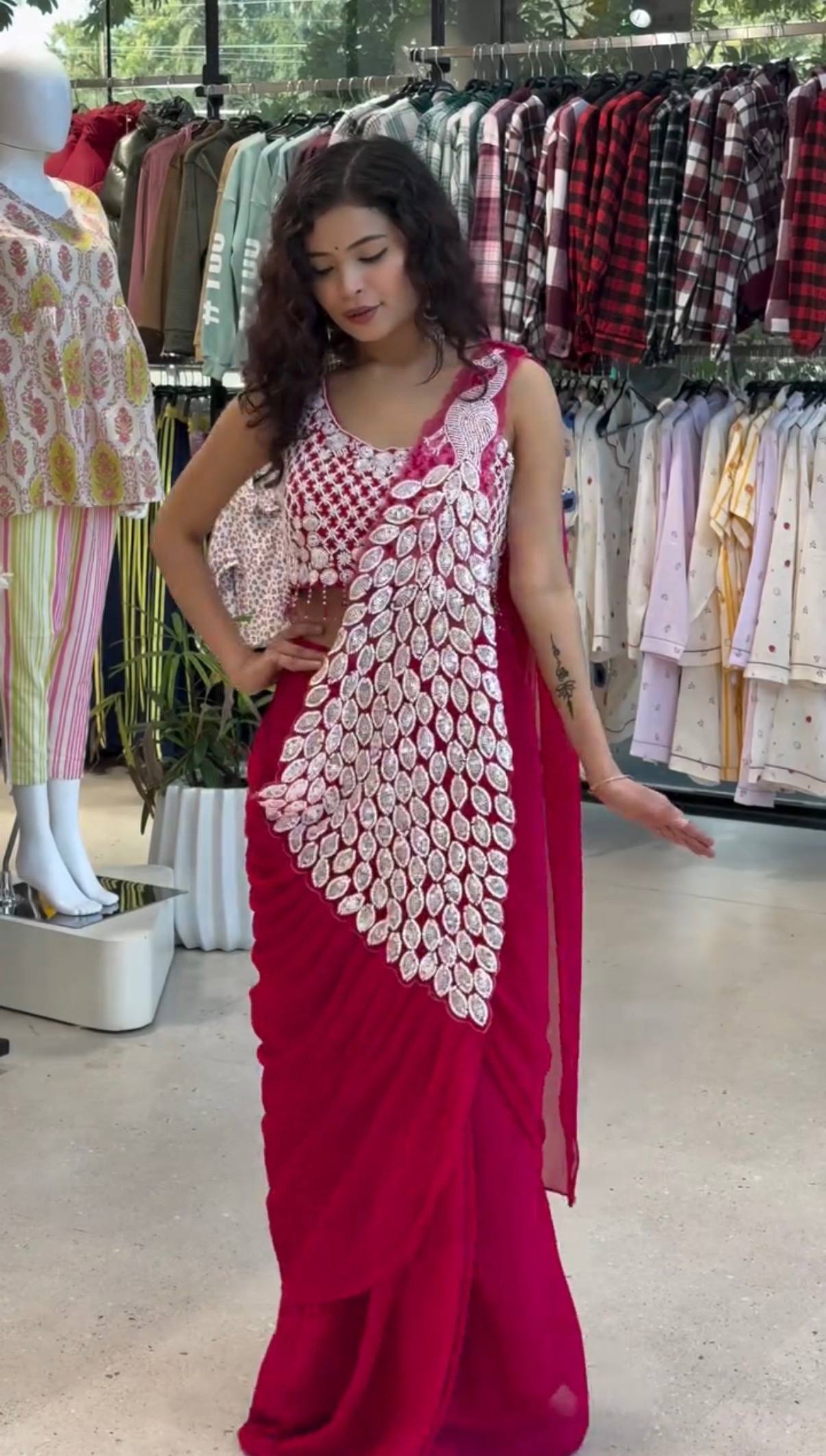 Peacock Style Ready to Wear Saree