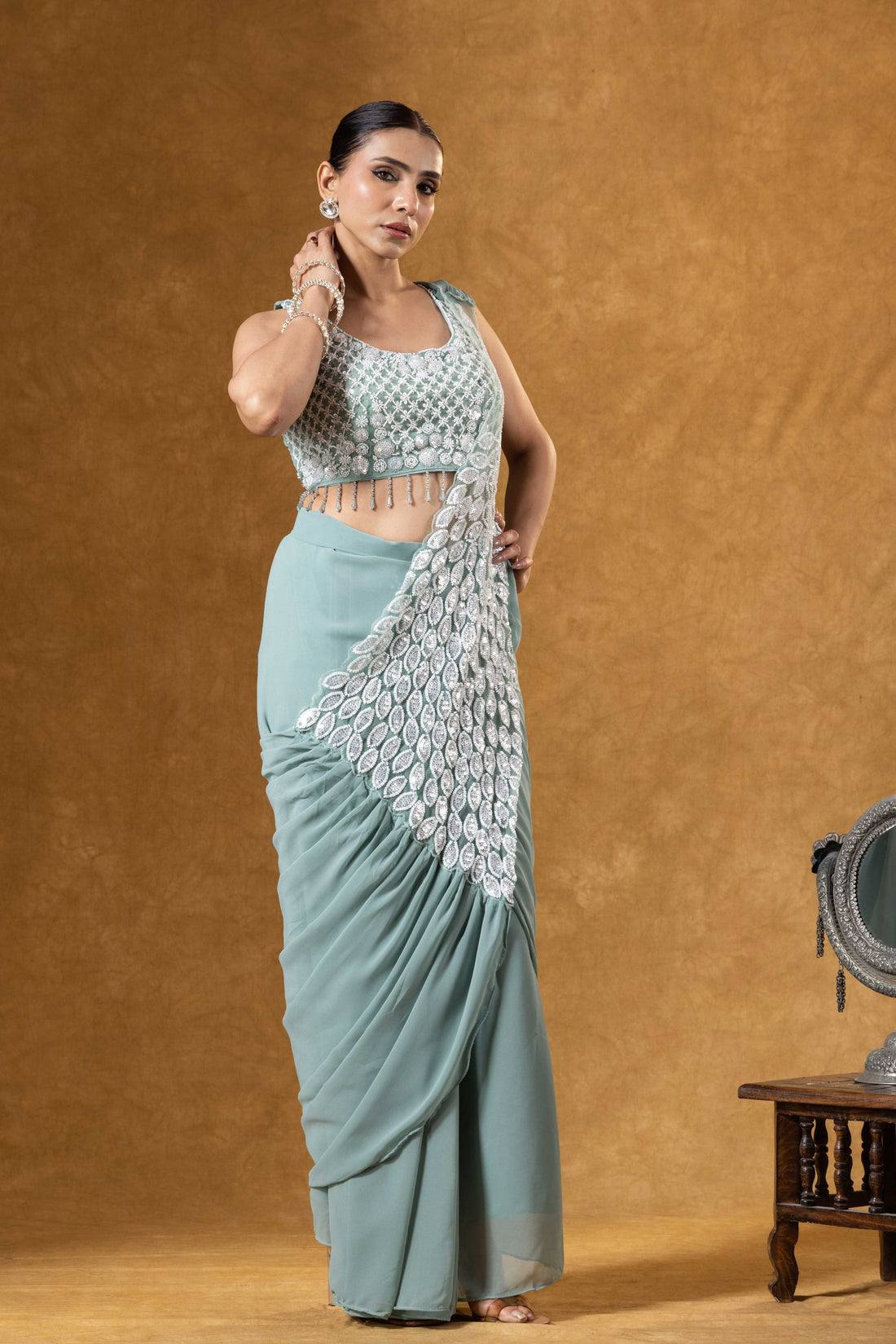 Peacock Style Ready to Wear Saree