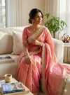 Moss Silk Jacquard Butti Designer Saree with Fancy Lace Border – Elegant Party & Festive Wear Saree with Blouse