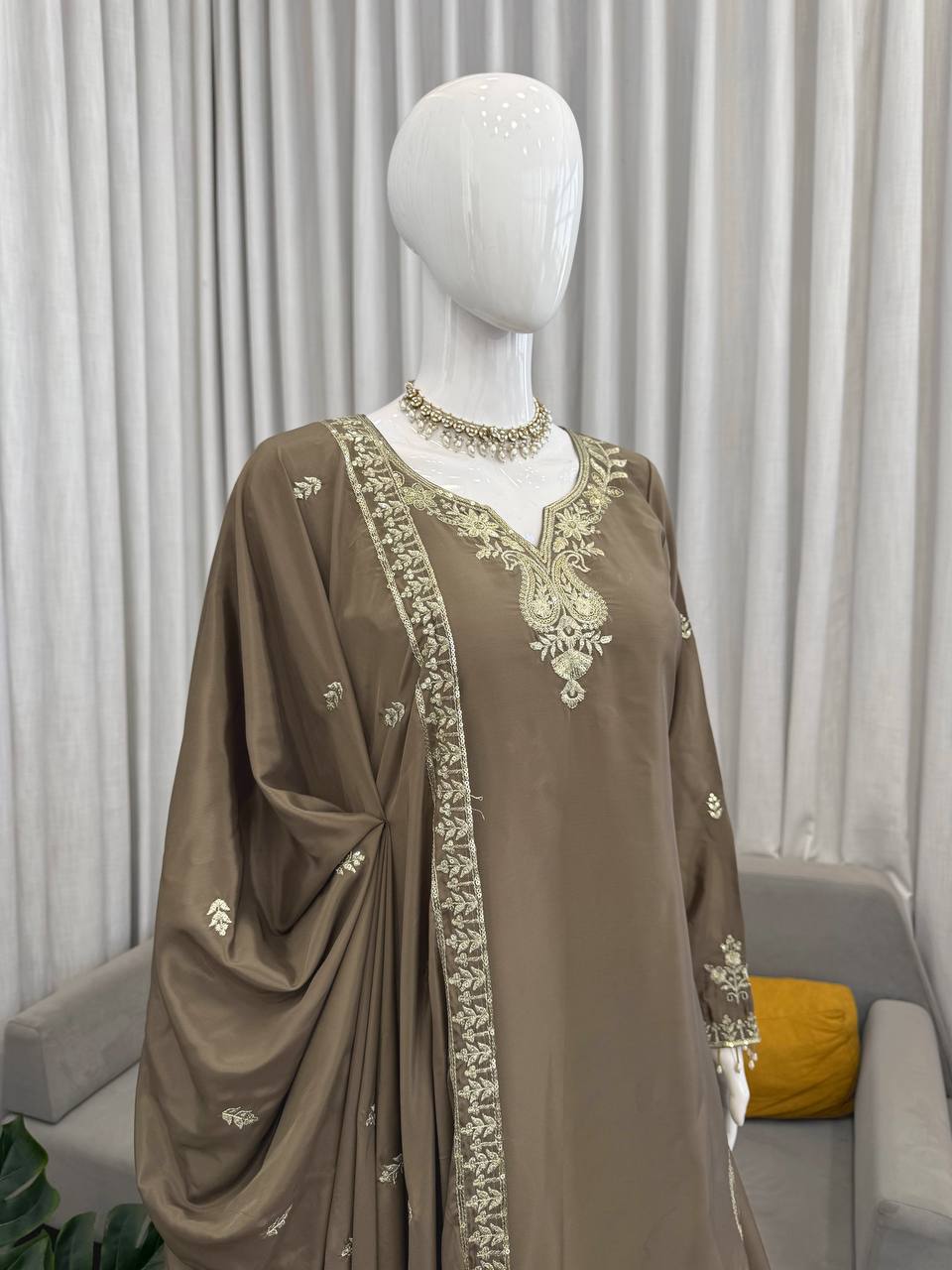 Heavy Natural Crepe Designer Sharara Suit Set with Thread & Sequence Work – Elegant Wedding & Festive Wear Sharara Outfit for Women