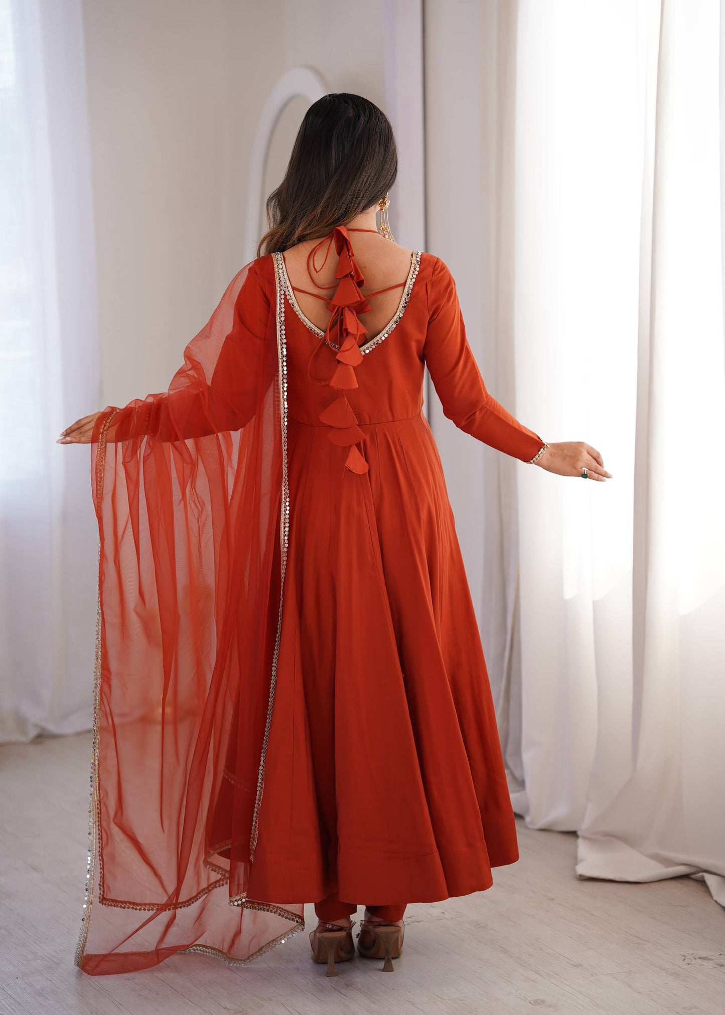Heavy Pure Fox Georgette Anarkali Gown Set with Fancy Koti & Dupatta