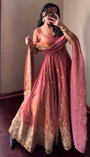 Elegant Heavy Fandy Silk Embroidered Sequins Gown Set with Dupatta & Pant – Party Wear Designer Outfit