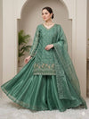Designer Fendy Kurti Plazzo Dupatta Set with Sequence Embroidery