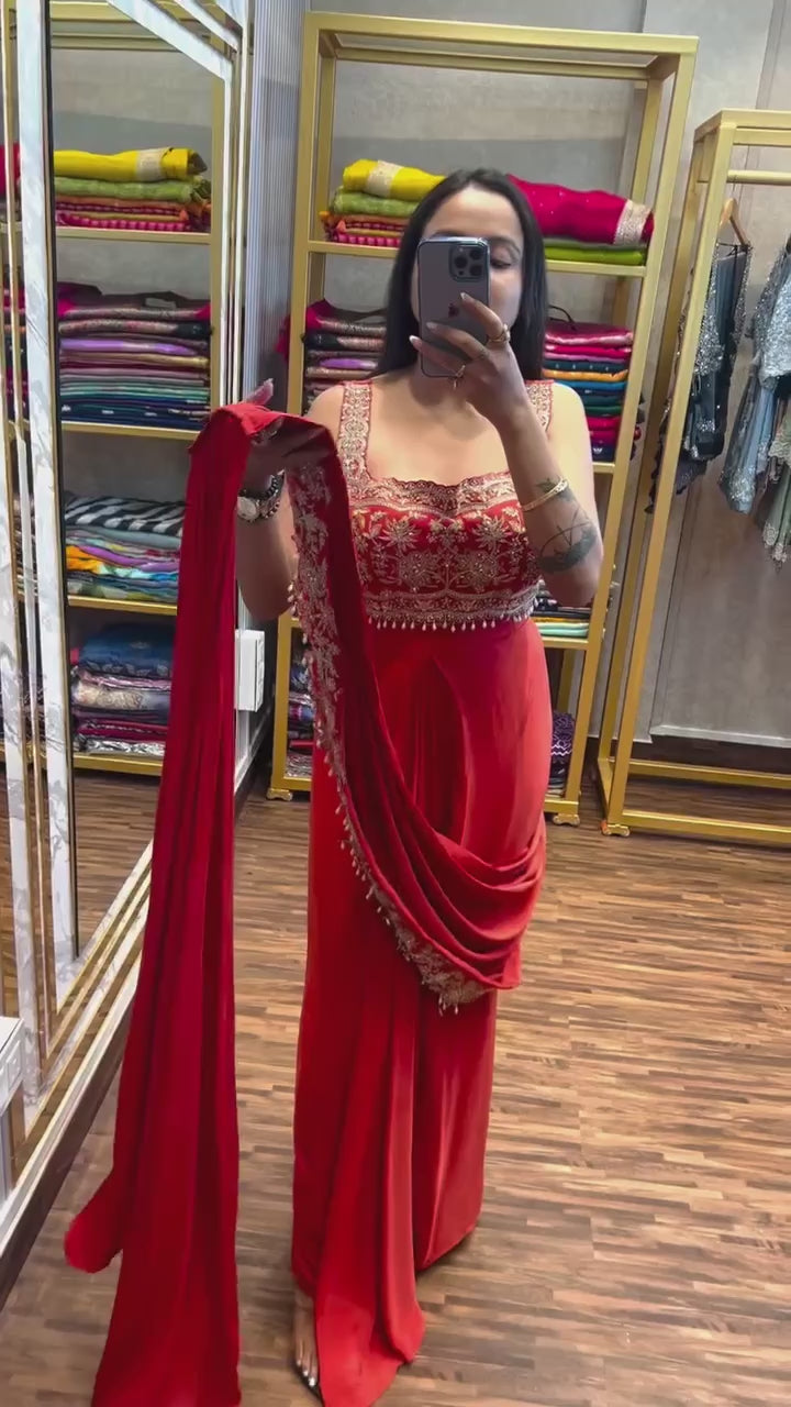 INDO-WESTERN DRAPE SAREE