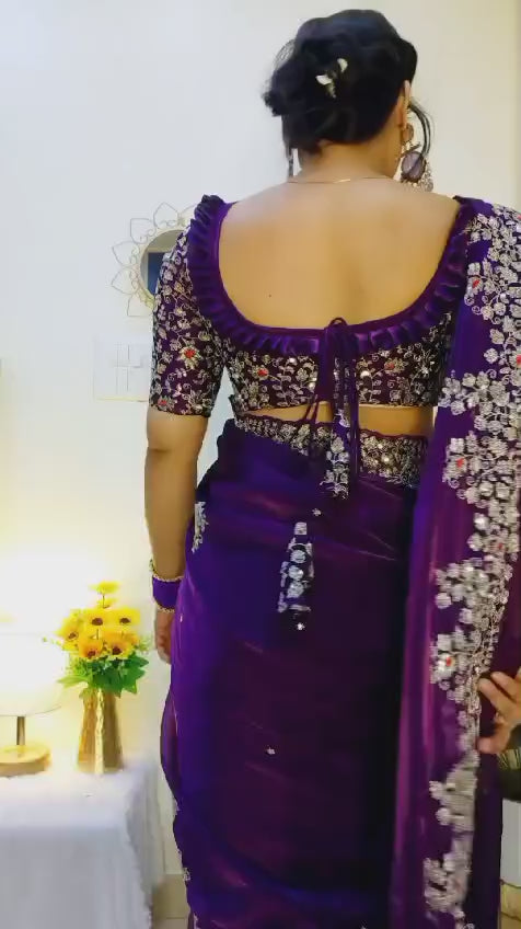 Purple Jimmy Chu Designer Saree