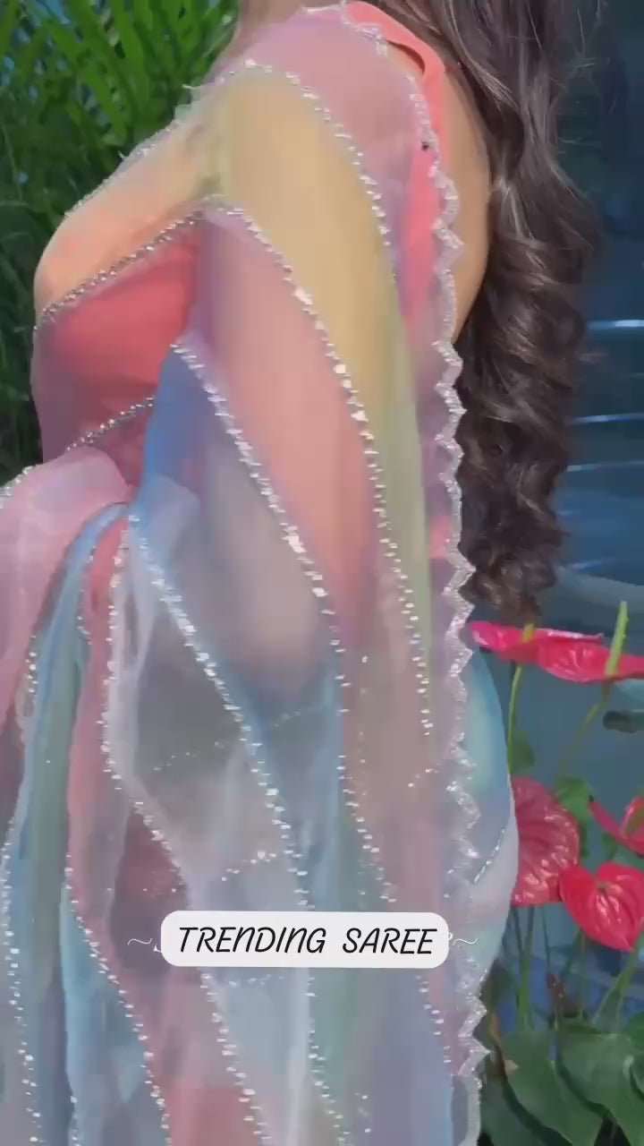 Jarkhan Diamond Saree in Soft Tebby Silk