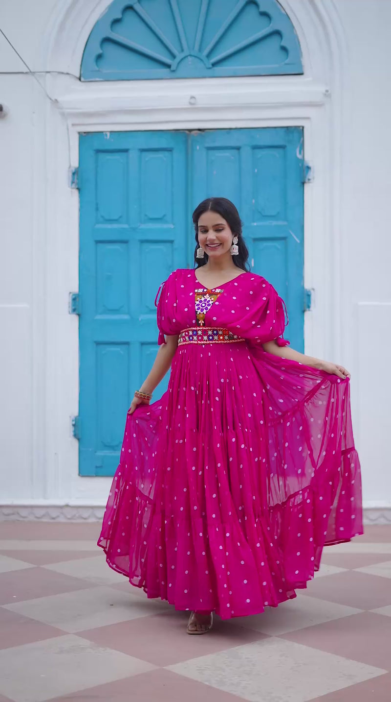 Navratri Special Gamathi Work Gown – 9 Meter Flair