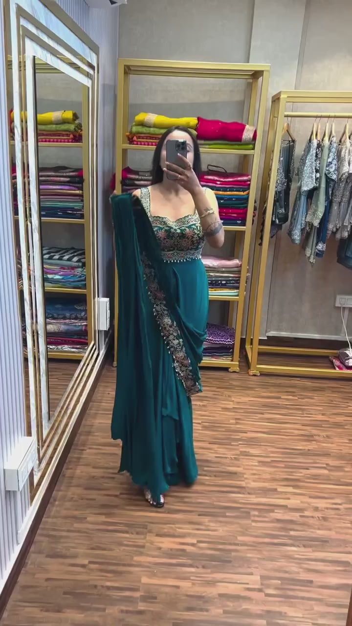 INDO-WESTERN DRAPE SAREE