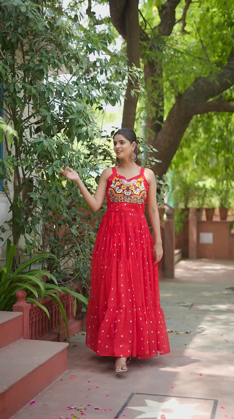 Navratri Special Gamathi Work Gown – 9 Meter Flair