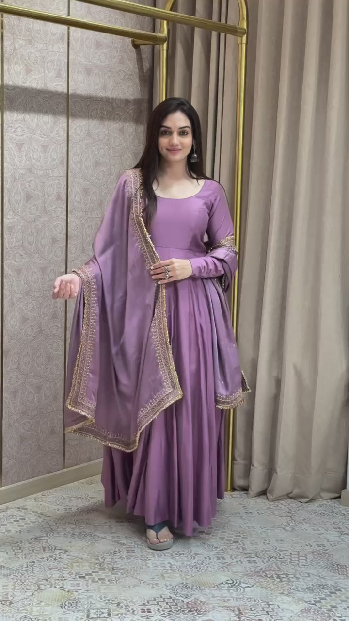 Regal Purple French Fabric Gown