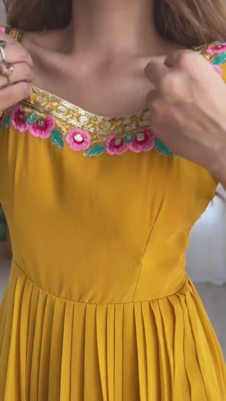 Heavy Georgette Embroidered Party Wear Gown with Dupatta