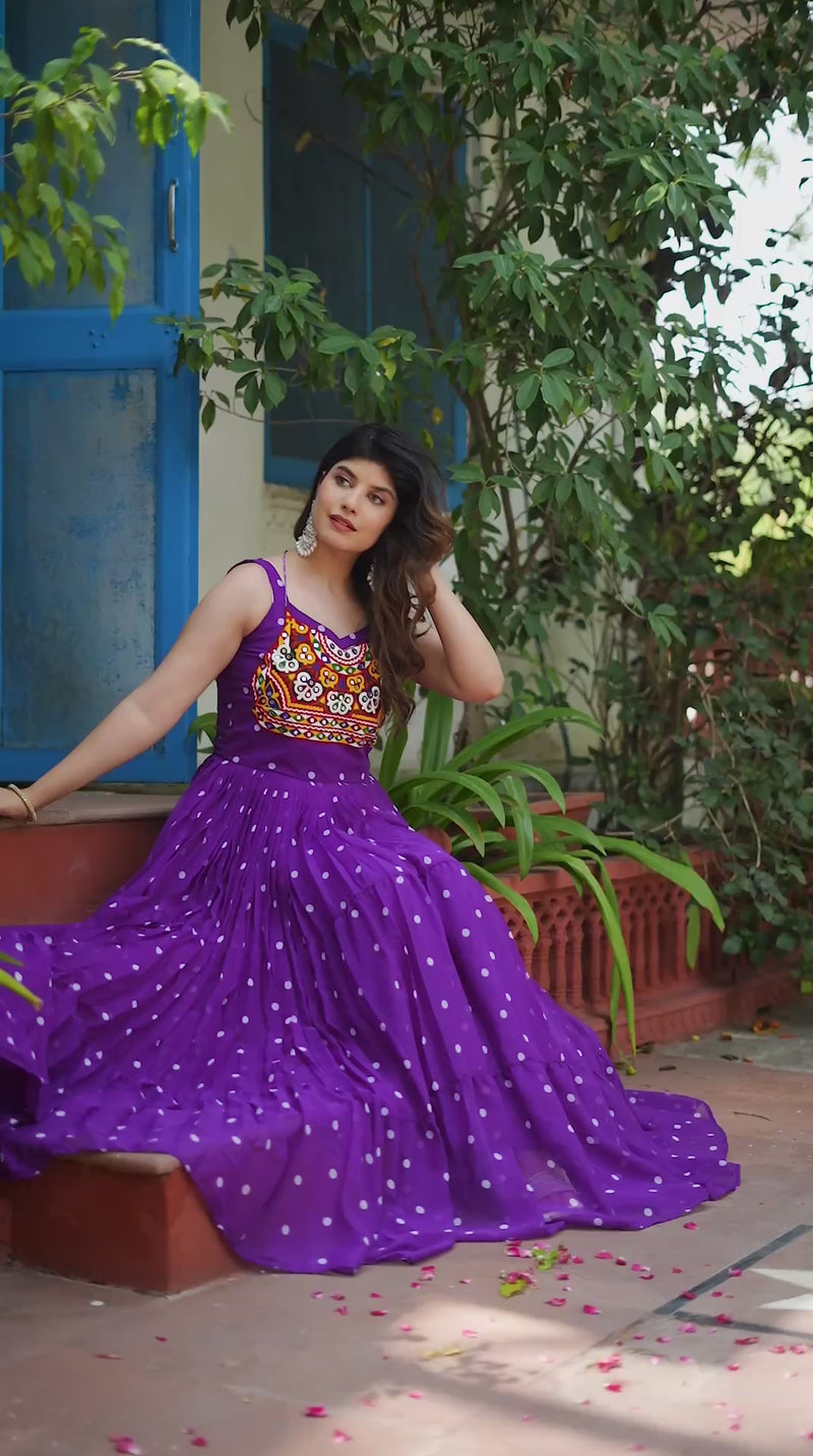 Navratri Special Gamathi Work Gown – 9 Meter Flair