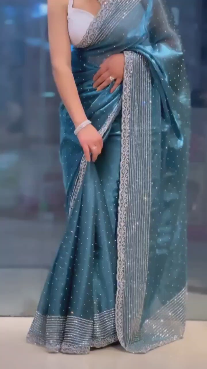 Beautiful Sequins and zari embroidery work Saree