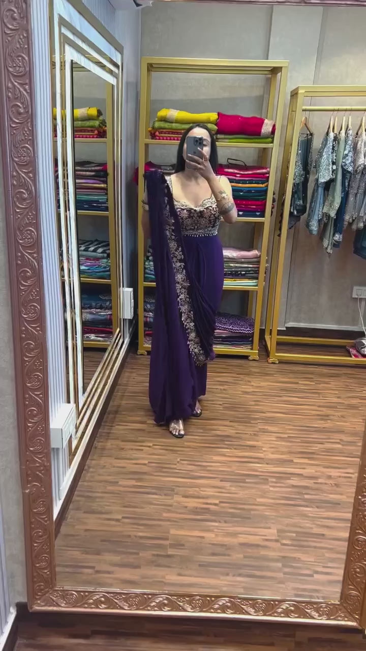 INDO-WESTERN DRAPE SAREE