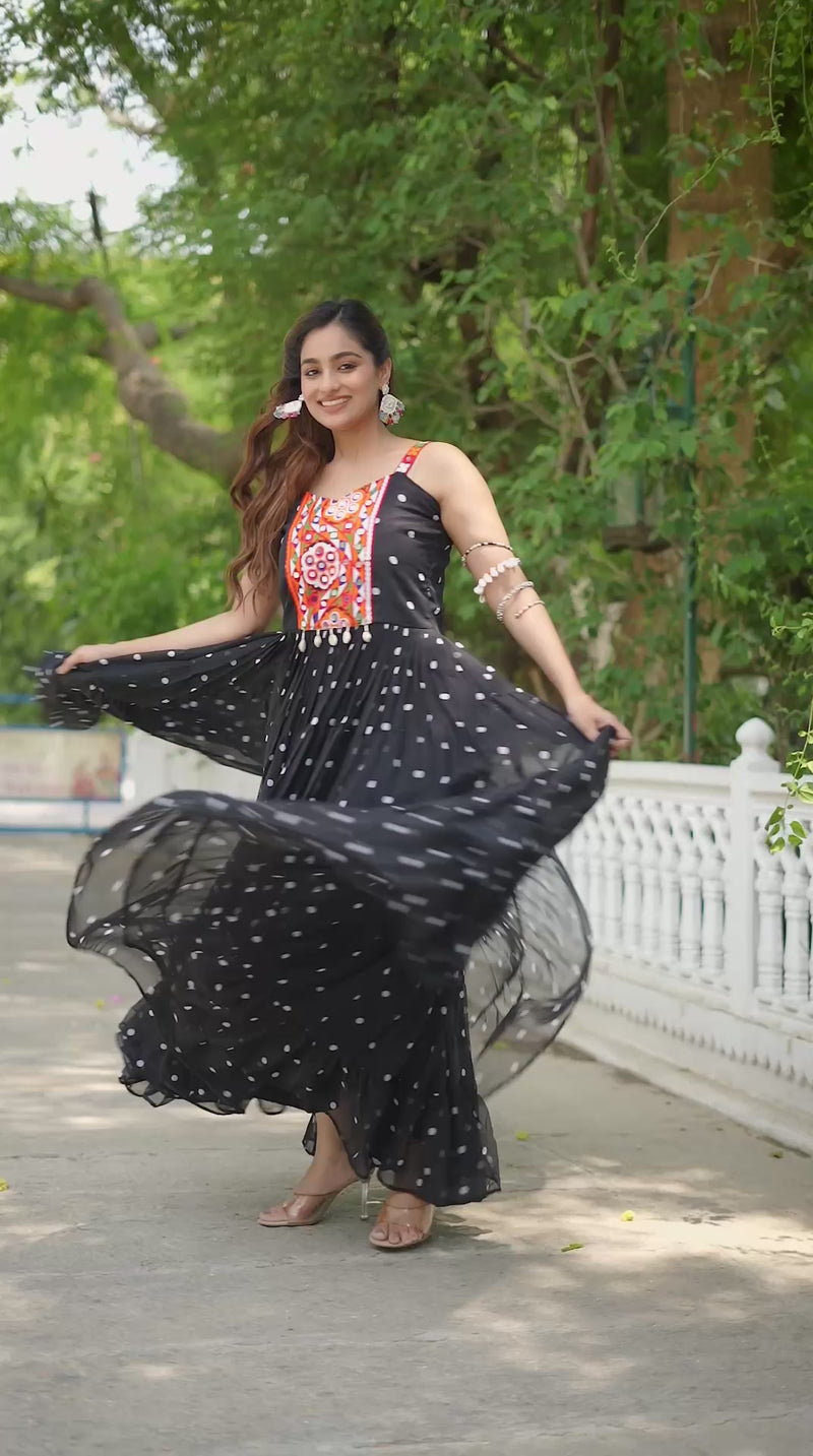 Navratri Special Gamathi Work Gown – 9 Meter Flair